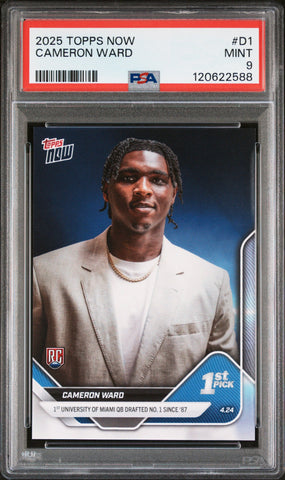 Graded 2025 Topps Now Cam Ward #D1 Rookie RC Football Card PSA 9 Mint (ONLINE ORDER ONLY)