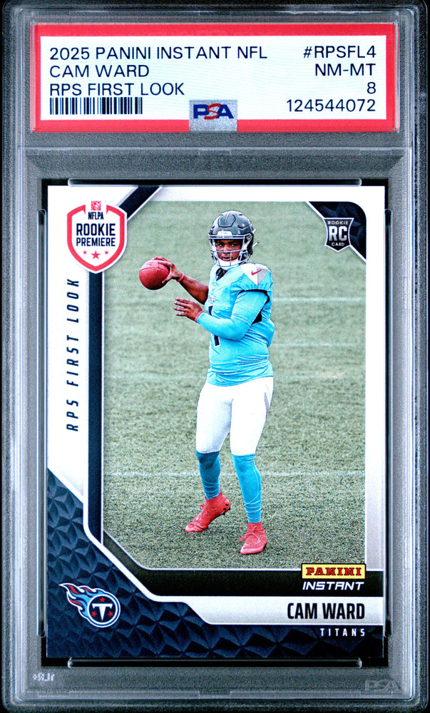Graded 2025 Panini Instant Cam Ward #RPSFL4 RPS First Look Rookie RC Football Card PSA 8 Near Mint (ONLINE ORDER ONLY)