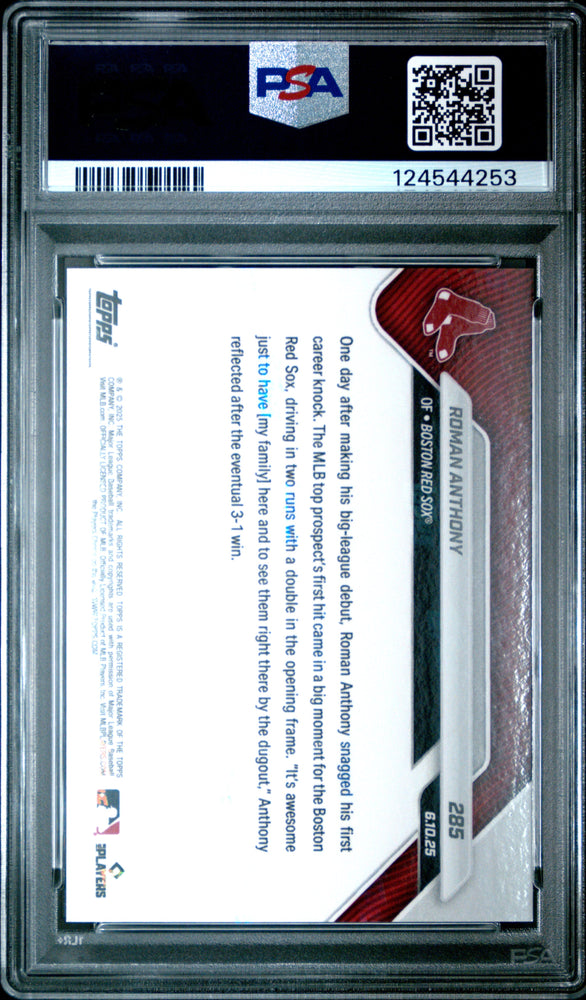 Graded 2025 Topps Now Roman Anthony #285 Rookie RC Baseball Card PSA 9 Mint (ONLINE ORDER ONLY)