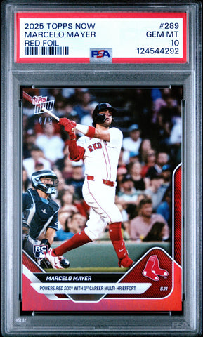 Graded 2025 Topps Now Marcelo Mayer #289 Red Foil /5 Rookie RC Baseball Card PSA 10 Gem Mint (ONLINE ORDER ONLY)