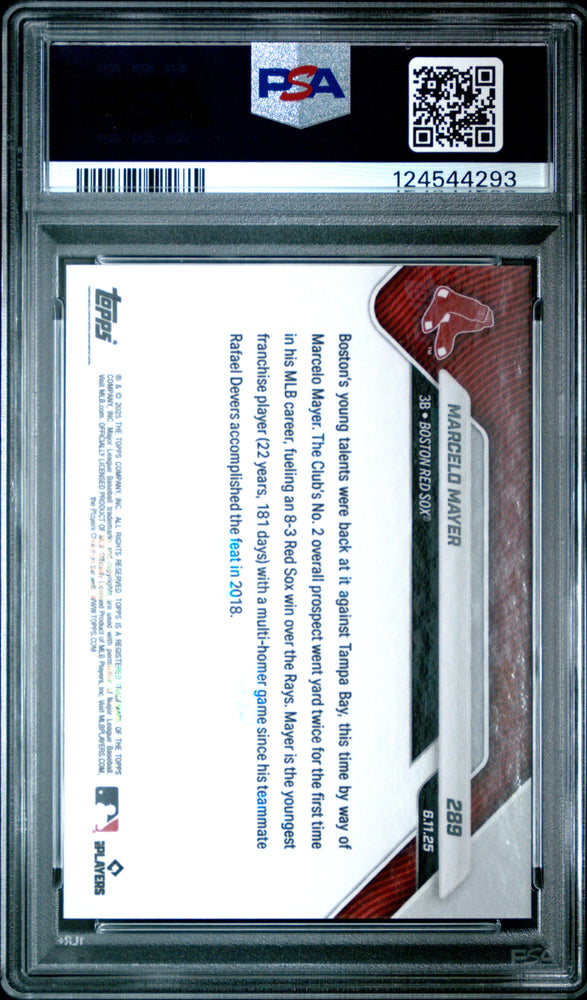 Graded 2025 Topps Now Marcelo Mayer #289 Gold Foil /50 Rookie RC Baseball Card PSA 10 Gem Mint (ONLINE ORDER ONLY)