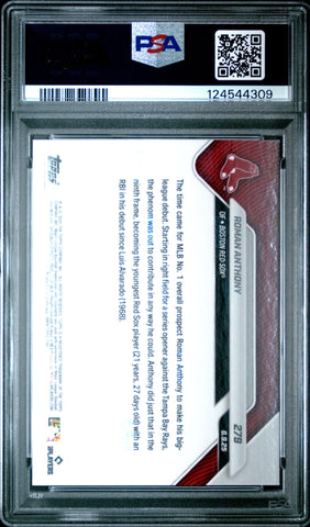 Graded 2025 Topps Now Roman Anthony #279 Rookie RC Baseball Card PSA 10 Gem Mint (ONLINE ORDER ONLY)