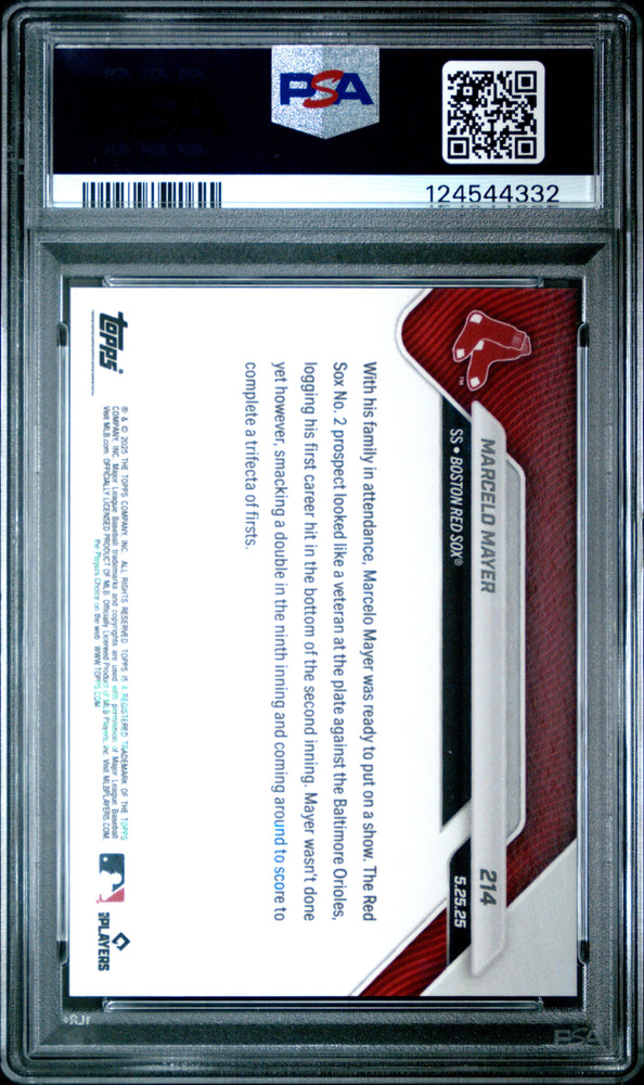 Graded 2025 Topps Now Marcelo Mayer #214 Rookie RC Baseball Card PSA 10 Gem Mint (ONLINE ORDER ONLY)