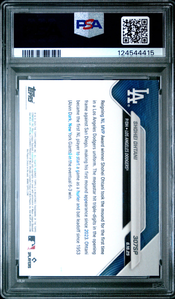 Graded 2025 Topps Now Shohei Ohtani #307SP Baseball Card PSA 10 Gem Mint (ONLINE ORDER ONLY)