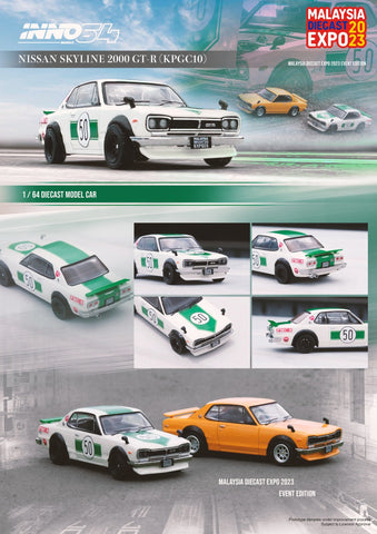 Inno64 Nissan Skyline 2000 GT-R (KPGC10) MALAYSIA DIECAST EXPO 2023 Event Edition 1:64 (ONLINE ORDER ONLY)