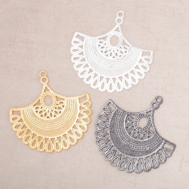 34.5mm Brushed Filigree Fan Charm Set of 2 pieces (ONLINE ORDER ONLY)