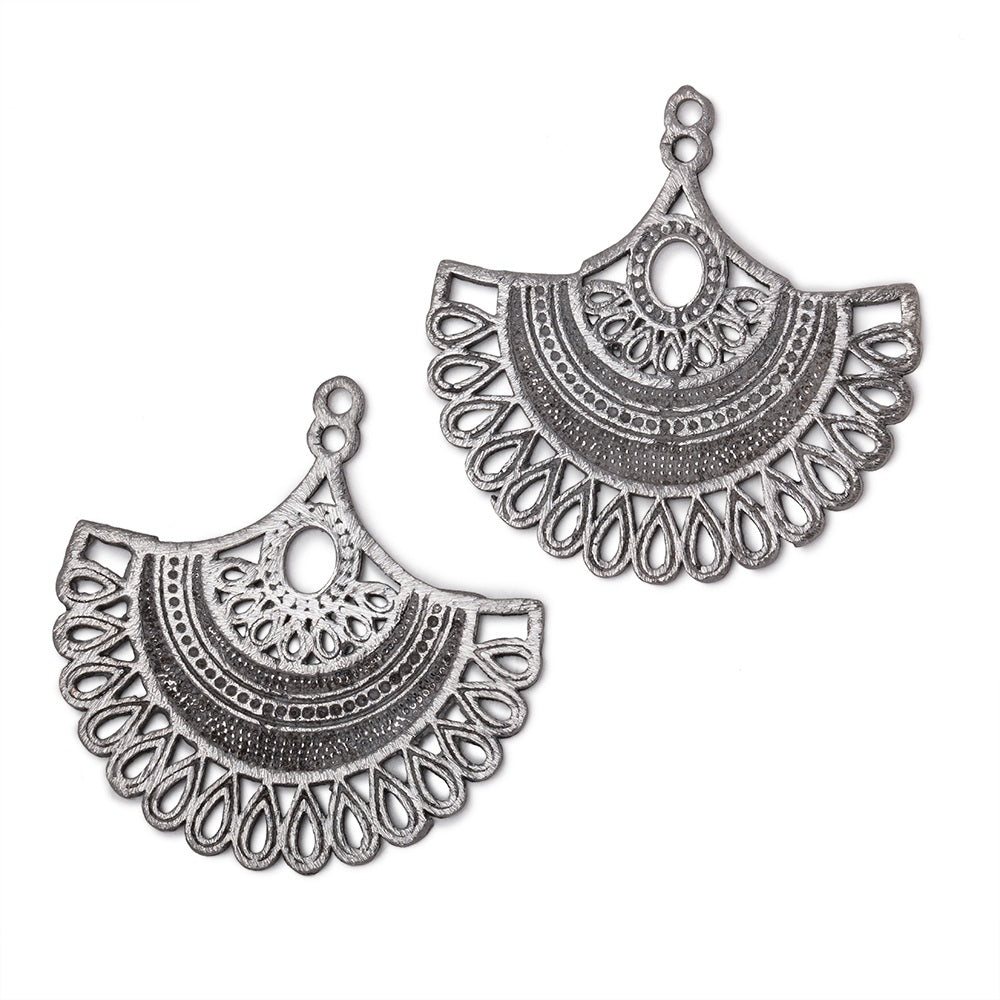 34.5mm Brushed Filigree Fan Charm Set of 2 pieces (ONLINE ORDER ONLY)