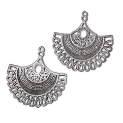 34.5mm Brushed Filigree Fan Charm Set of 2 pieces (ONLINE ORDER ONLY)