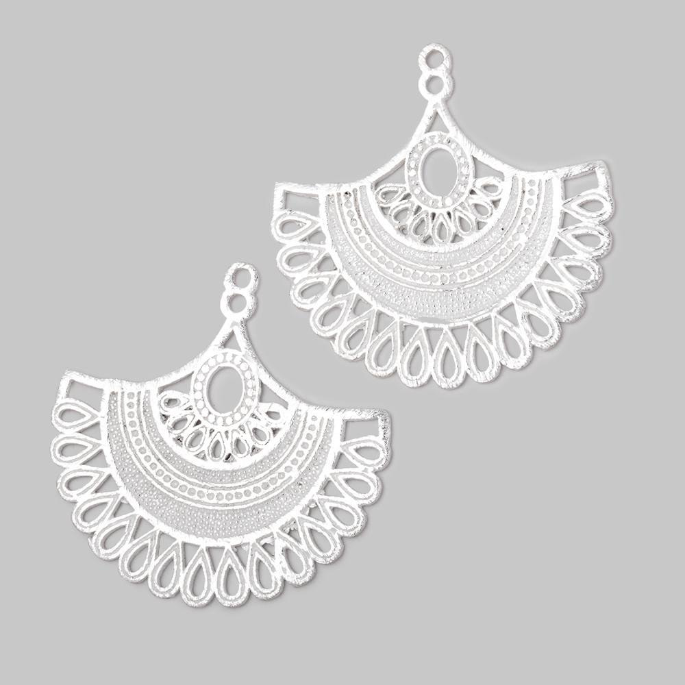 34.5mm Brushed Filigree Fan Charm Set of 2 pieces (ONLINE ORDER ONLY)