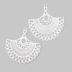 34.5mm Brushed Filigree Fan Charm Set of 2 pieces (ONLINE ORDER ONLY)