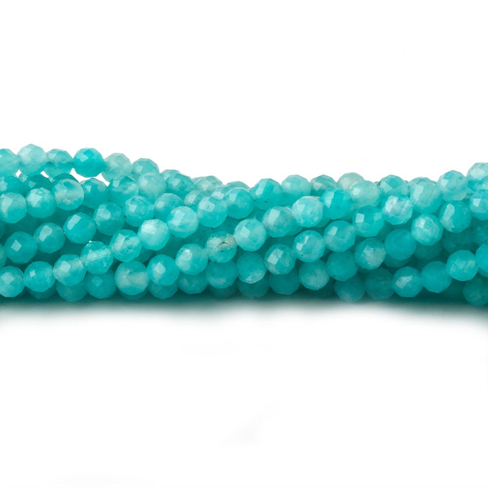 3mm Amazonite micro faceted round beads 16 inch 150 pieces (ONLINE ORDER ONLY)