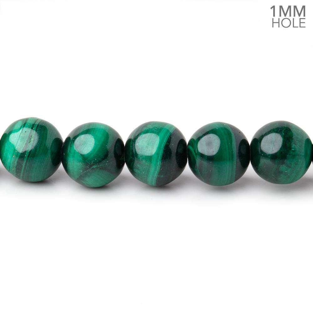8mm Malachite Plain Round Beads 15.5 inch 51 pieces 1mm hole (ONLINE ORDER ONLY)