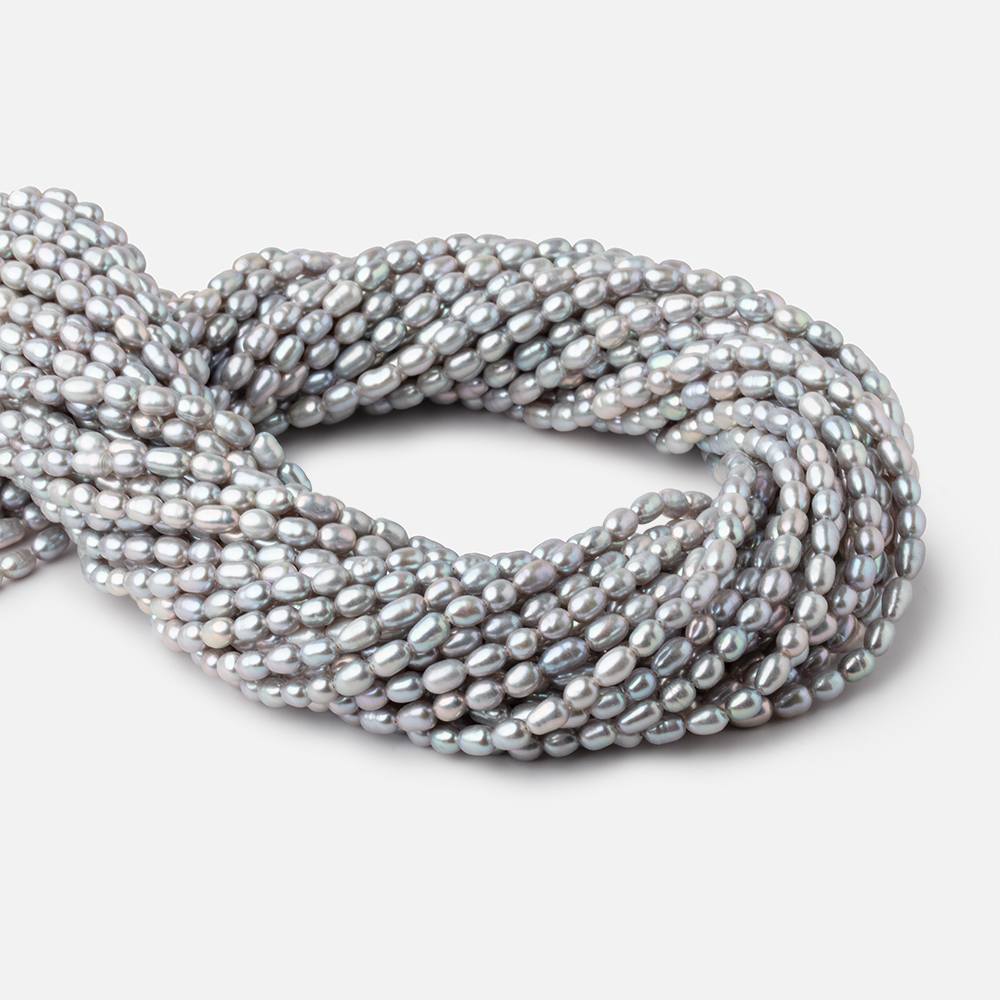 5x3mm Silver straight drilled Oval freshwater pearls 15 inch 75 pieces A (ONLINE ORDER ONLY)