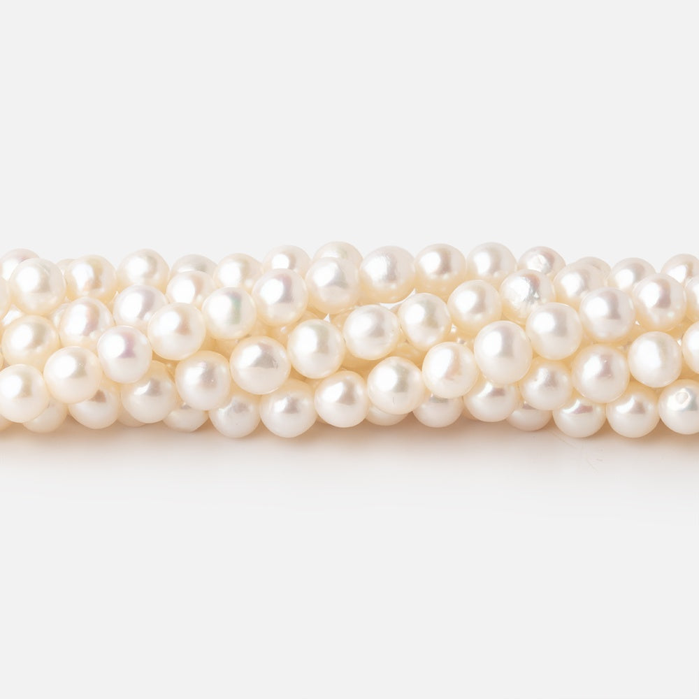 5mm Off White Side Drilled Off Round Freshwater Pearls 15.5 inch 85 Beads A