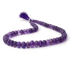 6.5-13mm Amethyst Hand Carved Melon Rondelles 18 inch 69 beads AA (ONLINE ORDER ONLY)