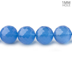 8-10mm Santorini Blue Chalcedony faceted rounds 16 inch 47 large hole beads (ONLINE ORDER ONLY)