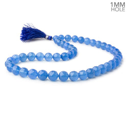 8-10mm Santorini Blue Chalcedony faceted rounds 16 inch 47 large hole beads (ONLINE ORDER ONLY)