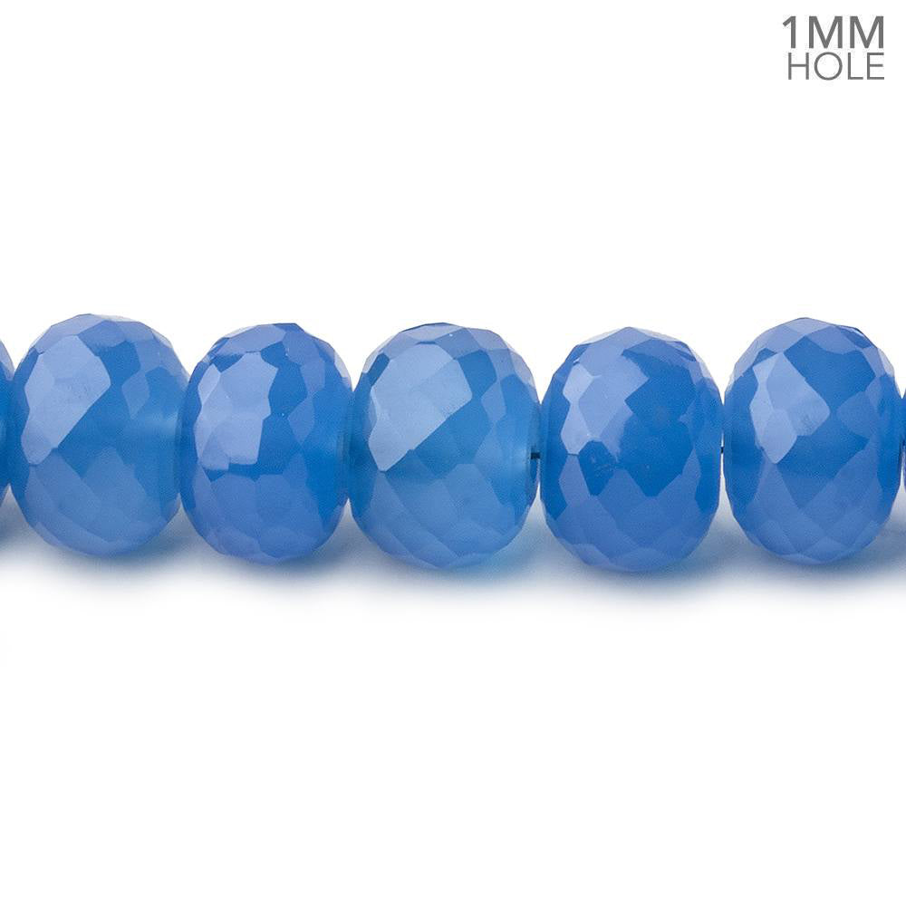 8-10mm Santorini Blue Chalcedony faceted rondelles 16 inch 60 large hole beads (ONLINE ORDER ONLY)