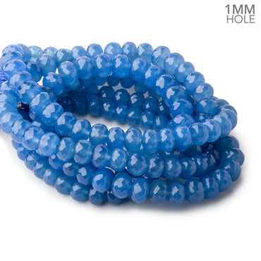 8-10mm Santorini Blue Chalcedony faceted rondelles 16 inch 60 large hole beads (ONLINE ORDER ONLY)