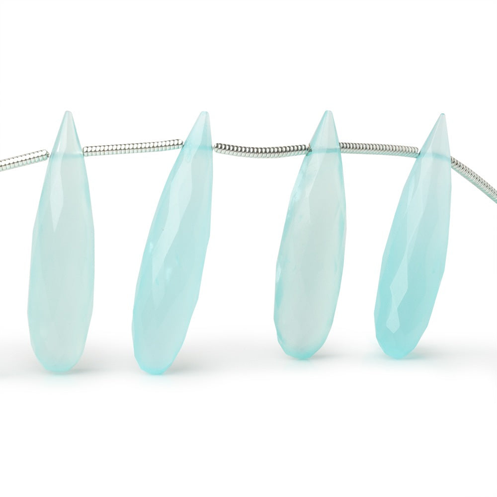 25-27mm Seafoam Blue Chalcedony Faceted Tear Drop 8 inch 14 Beads