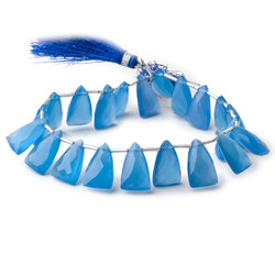 15x9mm Santorini Blue Chalcedony top drilled faceted points 8 inch 22 beads (ONLINE ORDER ONLY)