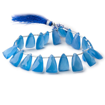 15x9mm Santorini Blue Chalcedony top drilled faceted points 8 inch 22 beads (ONLINE ORDER ONLY)