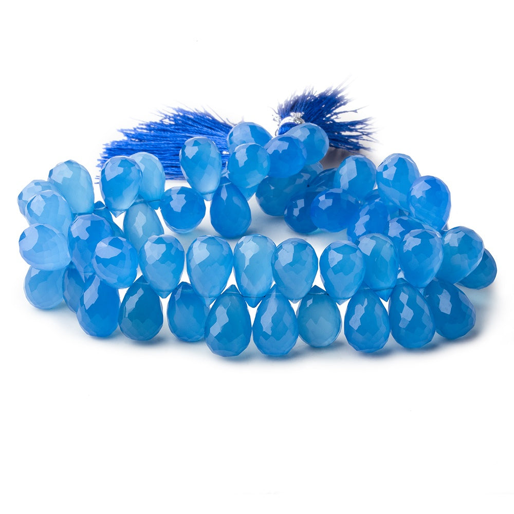 12x8mm Santorini Blue Chalcedony Faceted Tear Drops 8 inch 58 Beads (ONLINE ORDER ONLY)