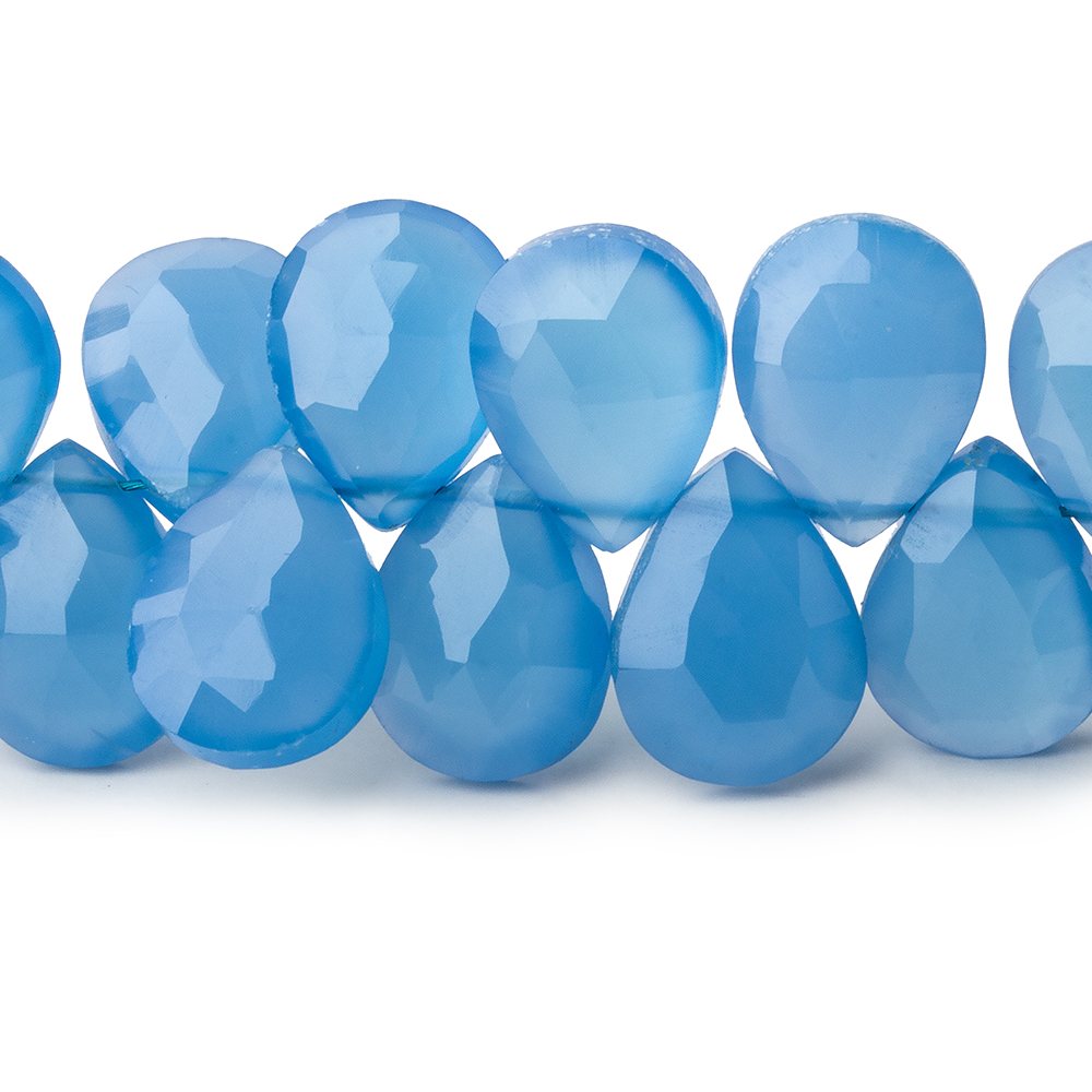 12x9mm Santorini Blue Chalcedony faceted pears 8 inch 45 beads (ONLINE ORDER ONLY)