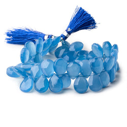 12x9mm Santorini Blue Chalcedony faceted pears 8 inch 45 beads (ONLINE ORDER ONLY)
