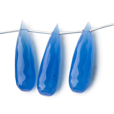 29x8mm Santorini Blue Chalcedony elongated faceted tear drops 8 inch 14 beads (ONLINE ORDER ONLY)
