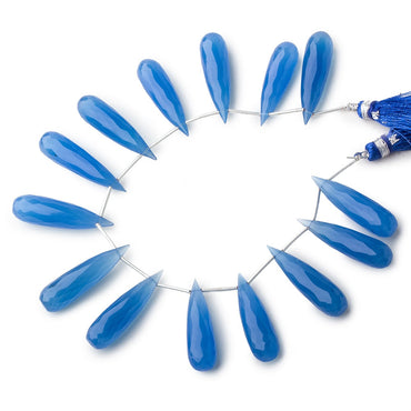 29x8mm Santorini Blue Chalcedony elongated faceted tear drops 8 inch 14 beads (ONLINE ORDER ONLY)