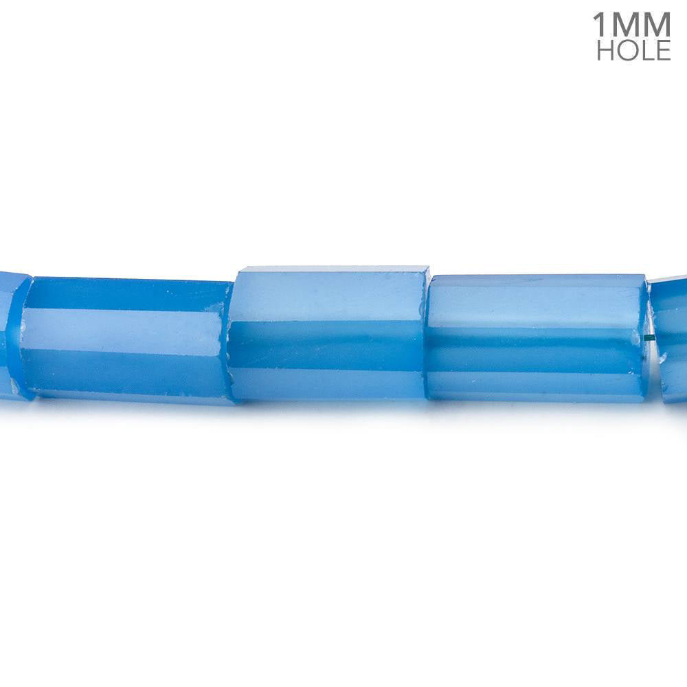 6x8-7x12mm Santorini Blue Chalcedony faceted tubes 16 inch 40 large hole beads (ONLINE ORDER ONLY)
