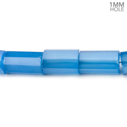 6x8-7x12mm Santorini Blue Chalcedony faceted tubes 16 inch 40 large hole beads (ONLINE ORDER ONLY)
