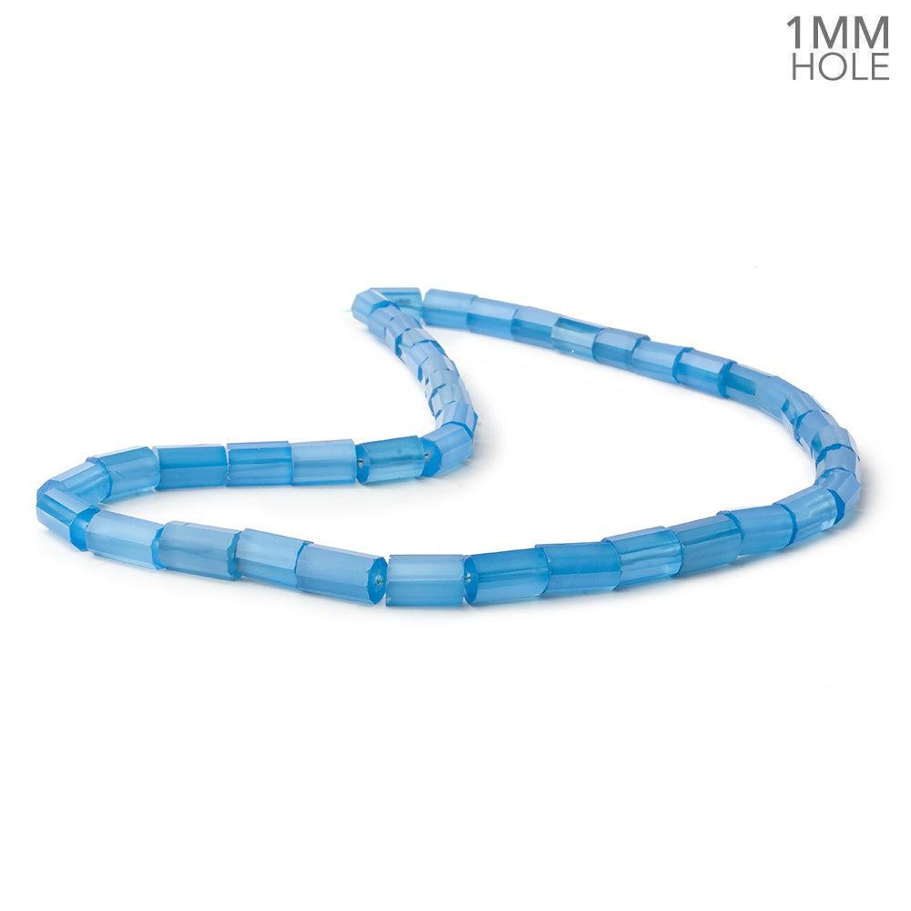 6x8-7x12mm Santorini Blue Chalcedony faceted tubes 16 inch 40 large hole beads (ONLINE ORDER ONLY)