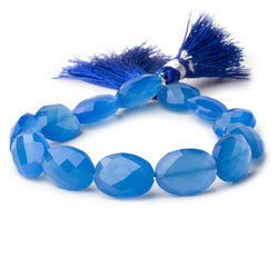 10x13mm Santorini Blue Chalcedony straight drilled faceted ovals 7 inch 15 beads (ONLINE ORDER ONLY)