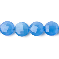 10mm Santorini Blue Chalcedony Faceted Coin Beads 8 inch 20 Pieces (ONLINE ORDER ONLY)