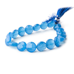 10mm Santorini Blue Chalcedony Faceted Coin Beads 8 inch 20 Pieces (ONLINE ORDER ONLY)