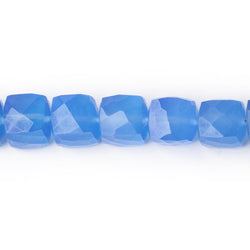 8x8mm Santorini Blue Chalcedony Faceted Cube 8 inch 25 Beads (ONLINE ORDER ONLY)