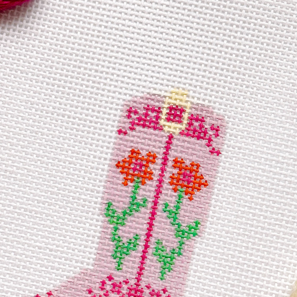 Cotswold Co Designs - Hand Painted Pink Cowgirl Boot 3” Needlepoint Canvas 13 Mesh (ONLINE ORDER ONLY)