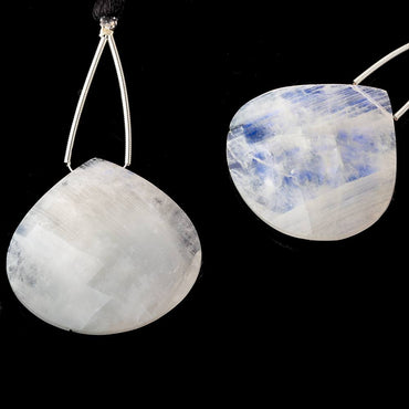 34mm Rainbow Moonstone Faceted Heart Focal Bead 1 piece (ONLINE ORDER ONLY)