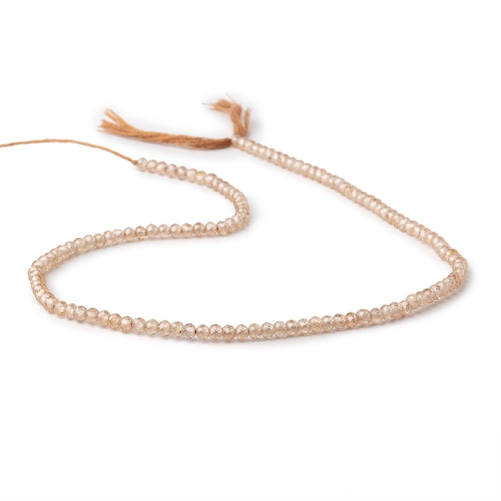 3.4mm Warm Champagne Zircon Micro Faceted Rondelles 12.5 inch 120 Beads AA (ONLINE ORDER ONLY)