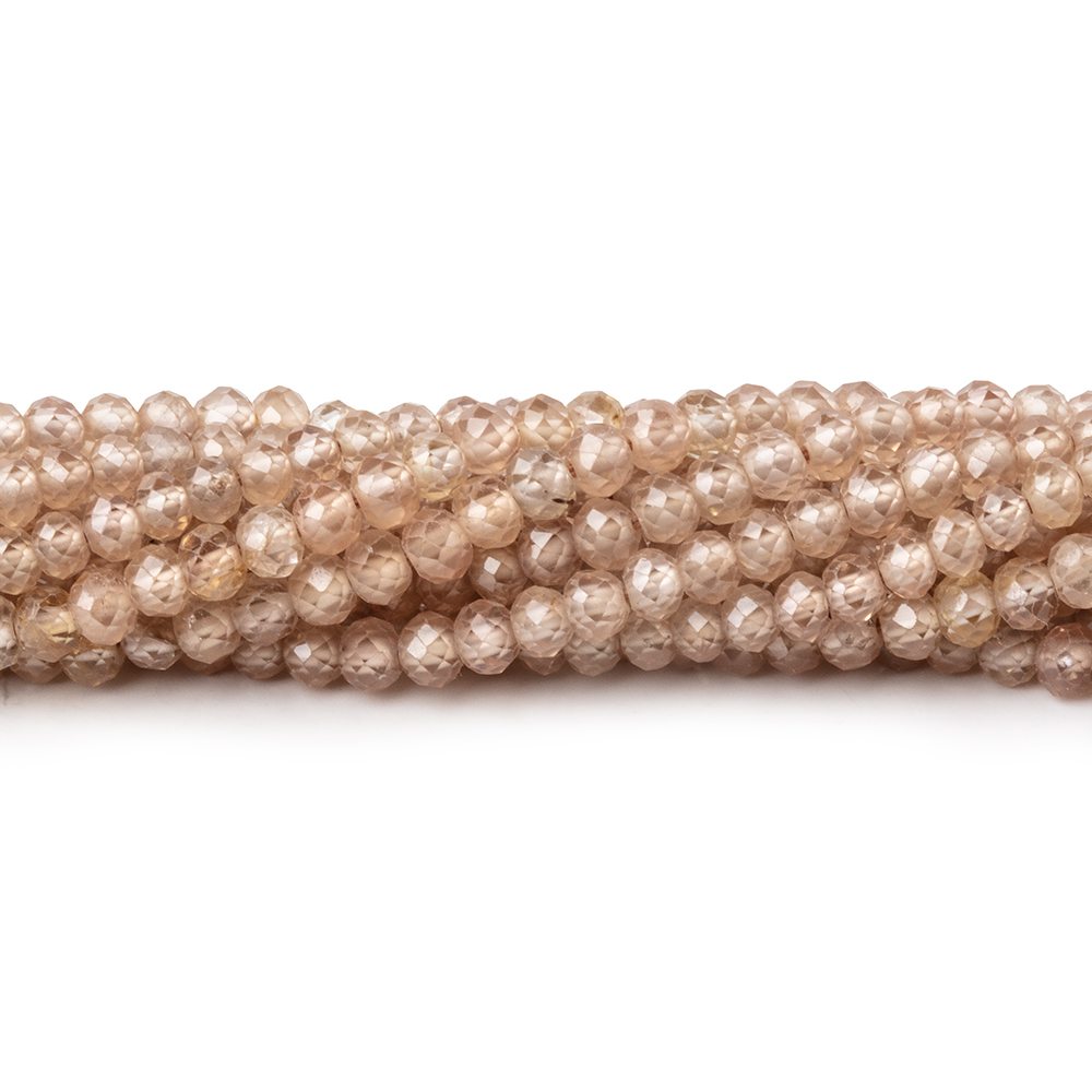 3.4mm Warm Champagne Zircon Micro Faceted Rondelles 12.5 inch 120 Beads AA (ONLINE ORDER ONLY)