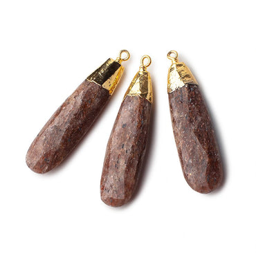 34x10mm Gold Leafed Ferrous Quartz Pear Pendant 1 piece (ONLINE ORDER ONLY)