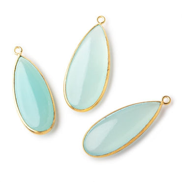 34x14mm Vermeil Bezel Seafoam Chalcedony Plain Pear Pendant 1 piece (ONLINE ORDER ONLY)