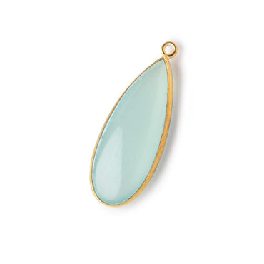 34x14mm Vermeil Bezel Seafoam Chalcedony Plain Pear Pendant 1 piece (ONLINE ORDER ONLY)