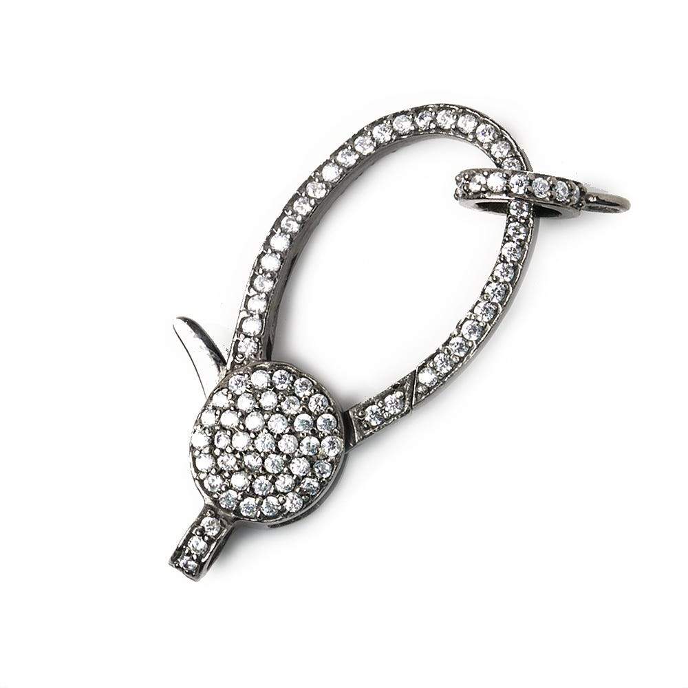 34x15mm Black Gold .925 Silver Pave CZ Lobster Clasp with CZ Ring 1 piece (ONLINE ORDER ONLY)