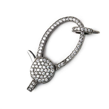 34x15mm Black Gold .925 Silver Pave CZ Lobster Clasp with CZ Ring 1 piece (ONLINE ORDER ONLY)