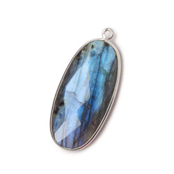34x16mm Silver .925 Bezeled Labradorite faceted Oval Pendant 1 piece (ONLINE ORDER ONLY)
