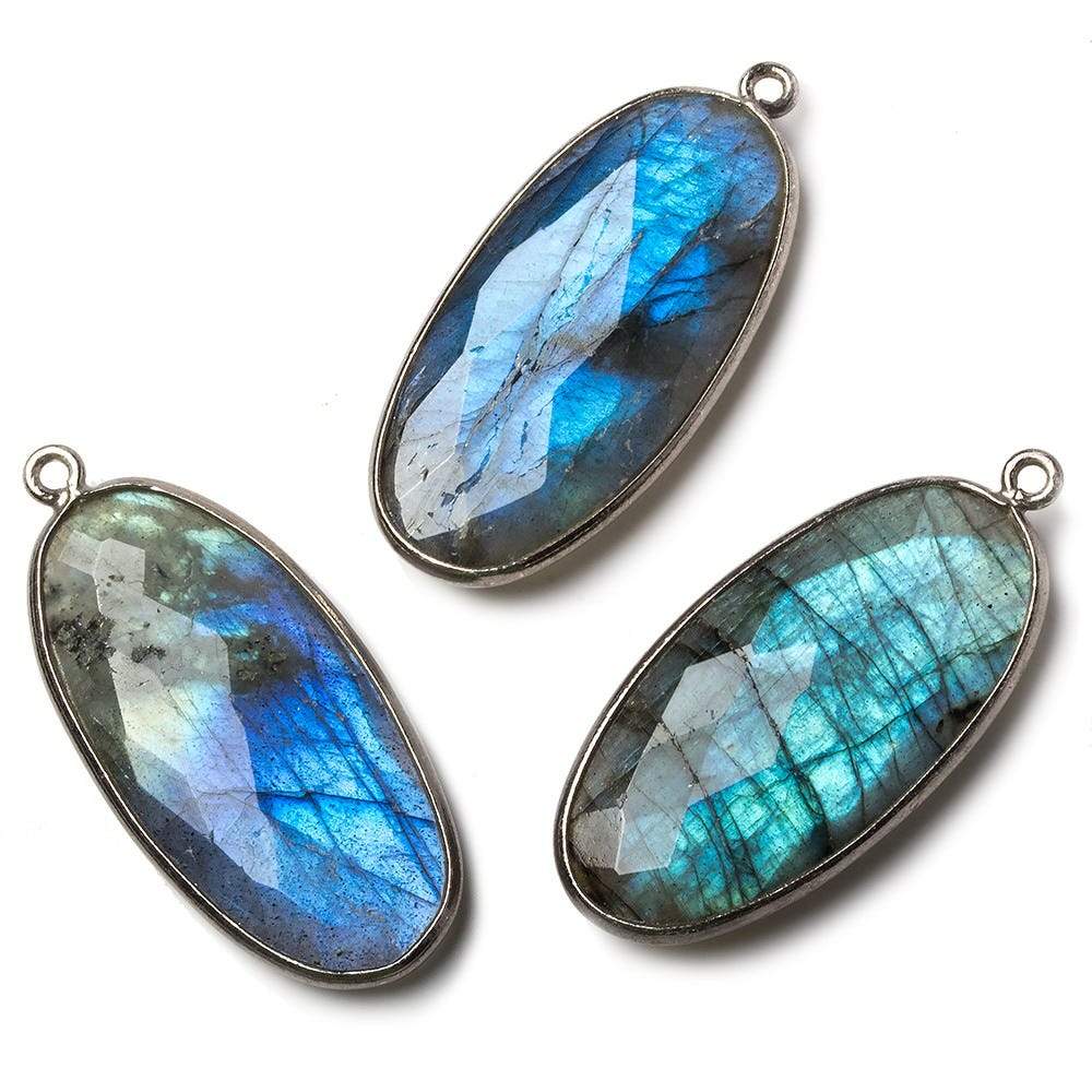 34x17mm Silver Bezel Labradorite Faceted Oval Pendant 1 piece (ONLINE ORDER ONLY)