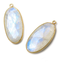 33x17mm Vermeil Bezel Rainbow Moonstone Faceted Oval Pendant 1 piece (ONLINE ORDER ONLY)